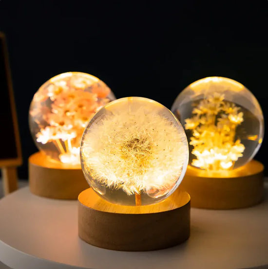 Luminous 3D Dandelion Crystal Ball