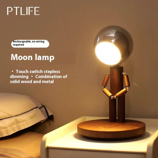 Solid Wood Moon Lamp with Penalty Station